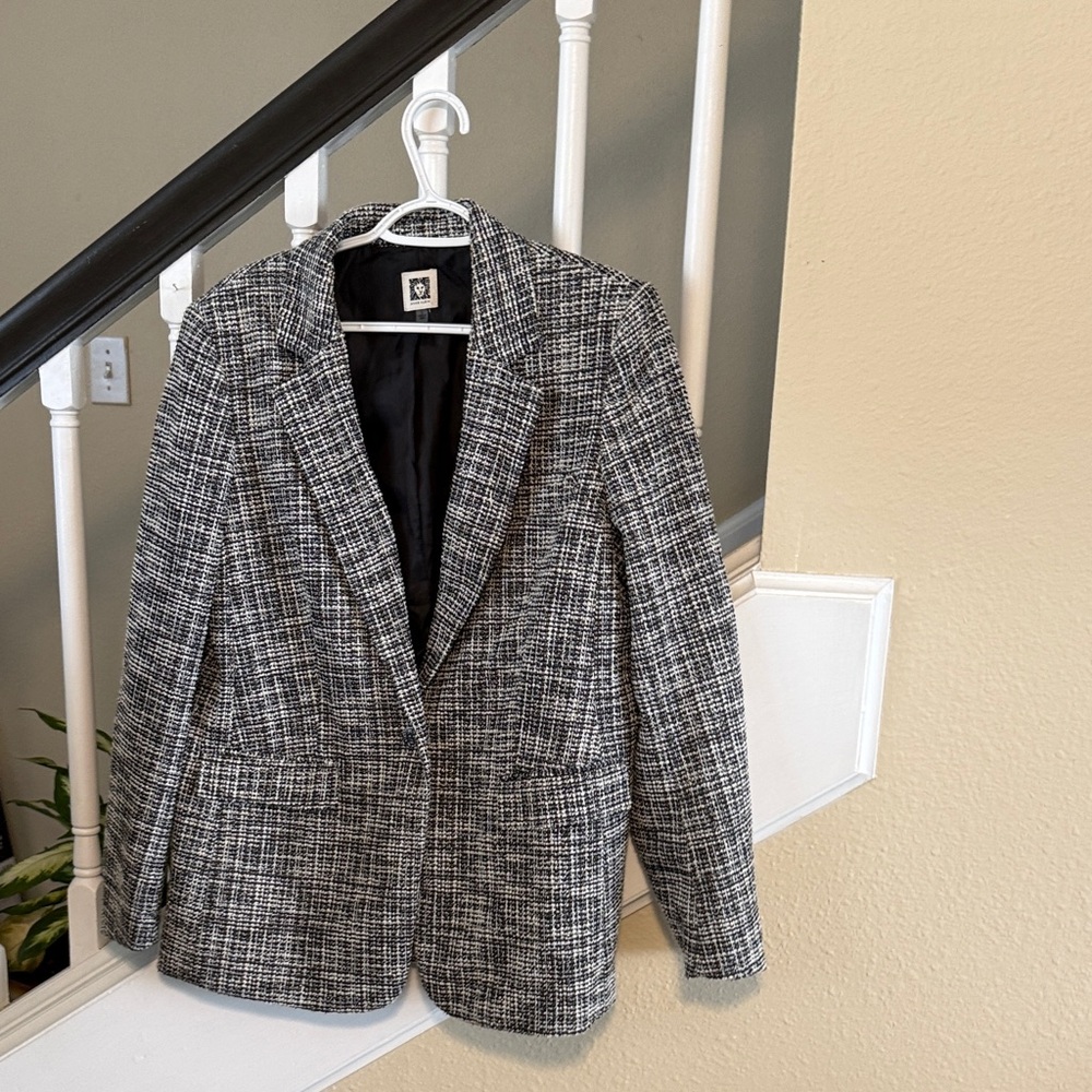 Anne Klein Monochrome Checkered Blazer